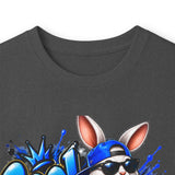 Blue Graffiti Bunny Graphic Long Sleeve T-Shirt