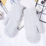Women's Angora wool winter gloves with a soft and warm design.