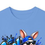 Blue Graffiti Bunny Graphic Long Sleeve T-Shirt
