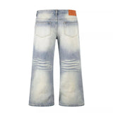 Men's Full Size Vintage Wash Wide Leg Jeans Plus Size - Medium
