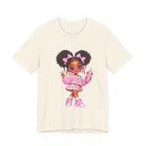 Cute Girl Graphic Tee — Pink Cartoon Doll Illustration T-Shirt