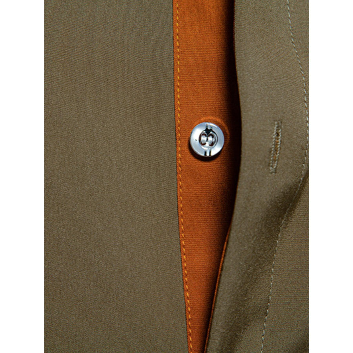 Men's Contrast Trim Button-Down Shirt - Military Green