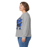 Blue Graffiti Bunny Graphic Long Sleeve T-Shirt