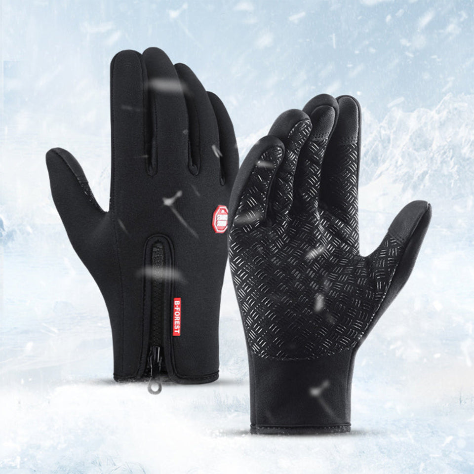 Waterproof touchscreen motorcycle winter gloves for riding and outdoor sports.