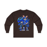 Blue Graffiti Bunny Graphic Long Sleeve T-Shirt
