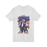 Blue Boss Streetwear Graphic V-Neck T-Shirt