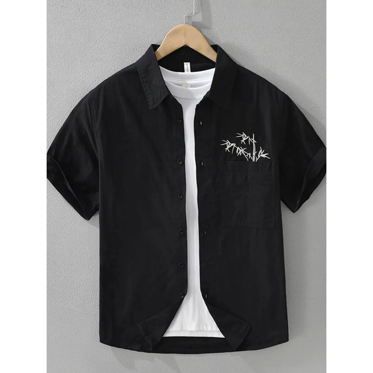 Men's Short Sleeve Button-Up Shirt - Black
