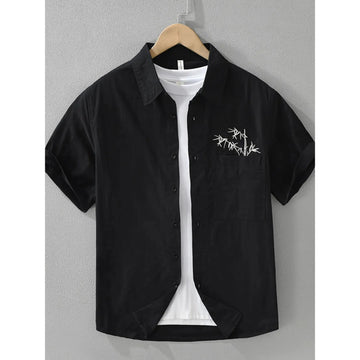Men's Short Sleeve Button-Up Shirt - Black