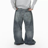 Men's Vintage Wash Wide Leg Jeans - Blue