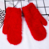 Women's Angora wool winter gloves with a soft and warm design.
