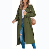 Women's Fashion Casual Solid Color Windbreaker Jacket - Brown