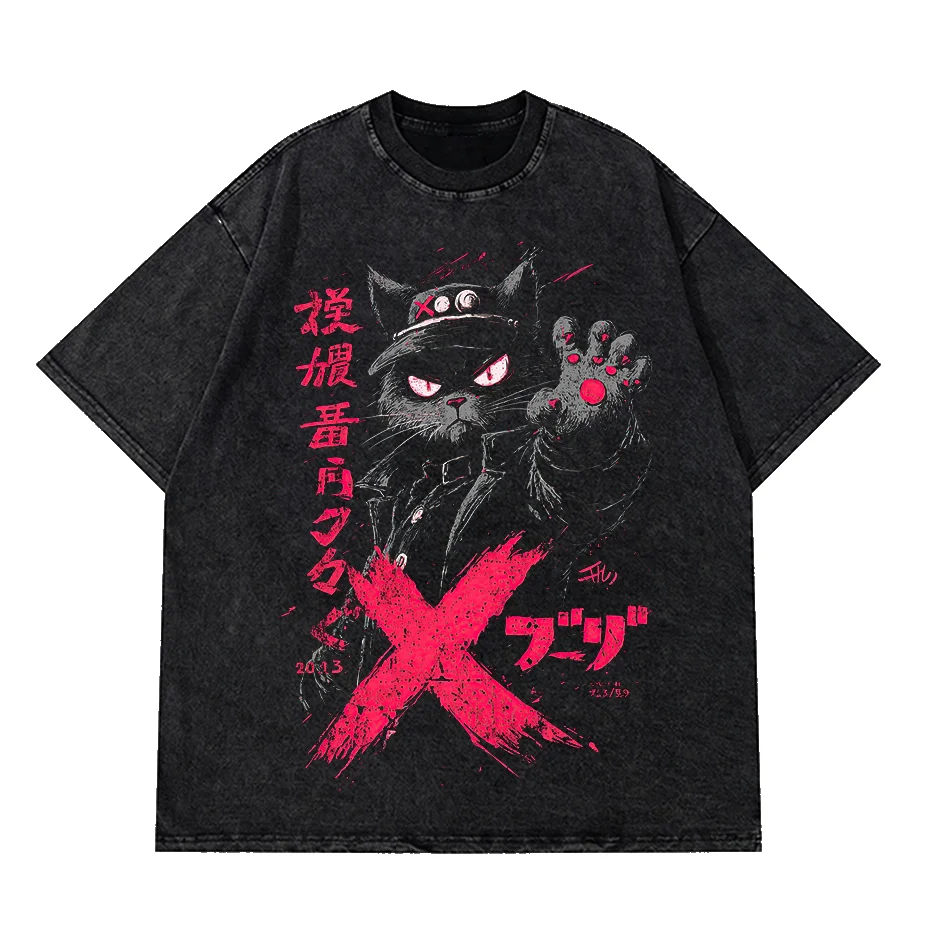 Vintage Hip Hop Anime Graphic T Shirt Men Cotton Harajuku Tee - 01 T095