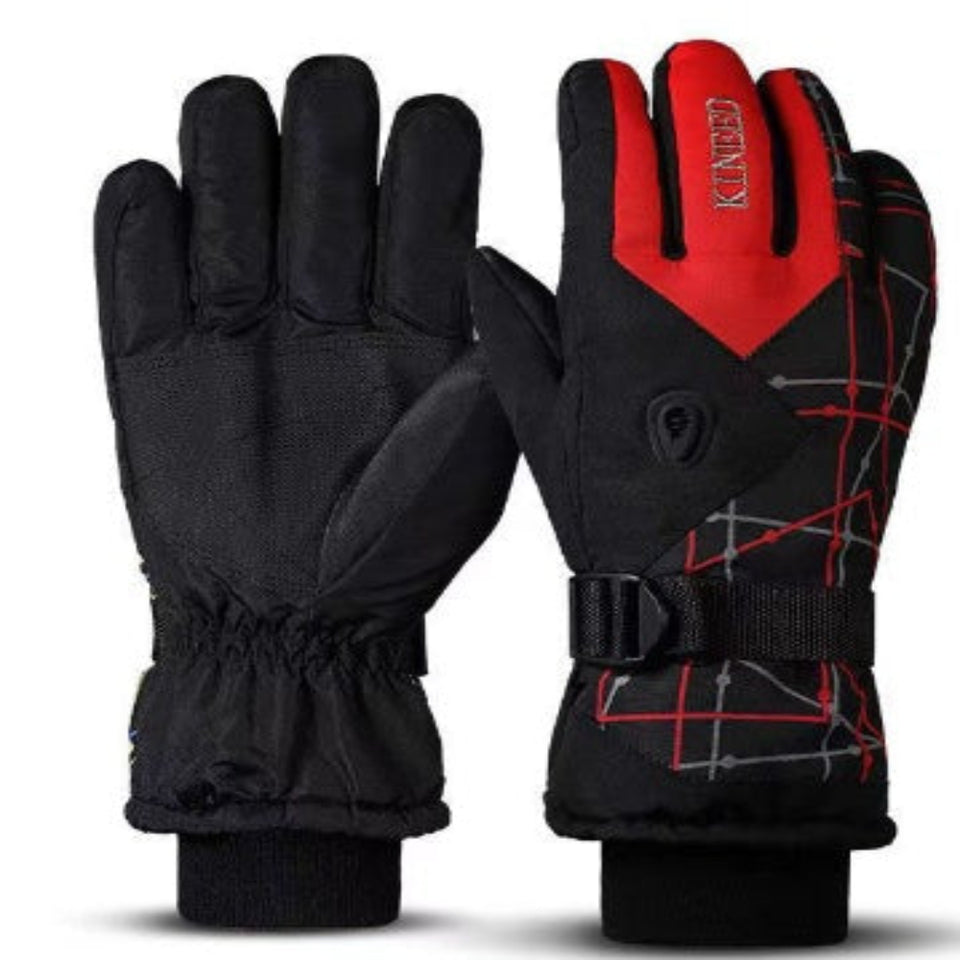 Insulated winter ski gloves for snow sports and cold-weather activities.