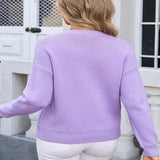 Angel Wings Bow Graphic Round Neck Long Sleeve Sweater - Black