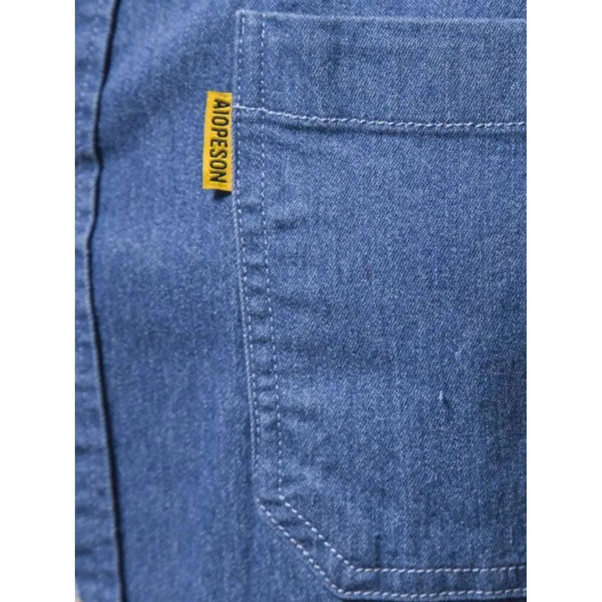 Men's Button-Down Denim Shirt with Chest Pocket - Blue