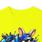 Blue Graffiti Bunny Graphic Long Sleeve T-Shirt