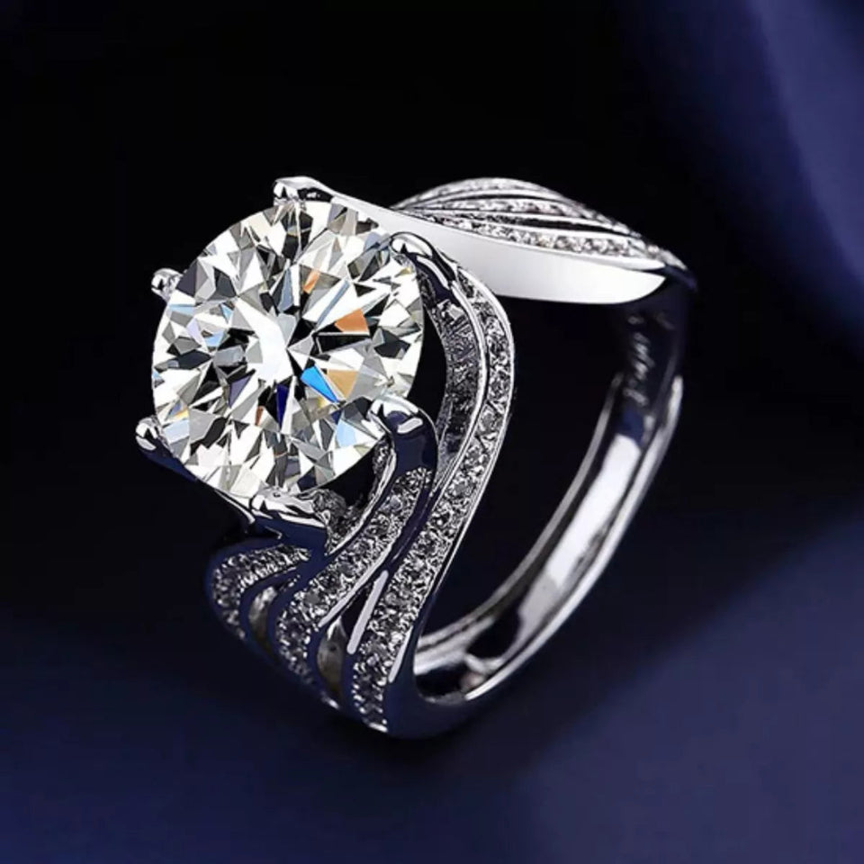 5 carat moissanite ring crafted in 925 sterling silver with a brilliant sparkling gemstone.