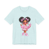 Cute Girl Graphic Tee — Pink Cartoon Doll Illustration T-Shirt