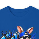 Blue Graffiti Bunny Graphic Long Sleeve T-Shirt