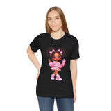 Cute Girl Graphic Tee — Pink Cartoon Doll Illustration T-Shirt