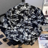 Men's Plus Size Printed Button Up Short Sleeve Shirt - Black