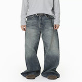 Men's Vintage Wash Wide Leg Jeans - Blue