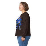 Blue Graffiti Bunny Graphic Long Sleeve T-Shirt