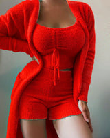 Women's Fashion Casual Solid Color Plush Homewear Suit