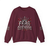Crewneck Sweatshirt – 'Fear Nothing' Gothic Crown Graphic