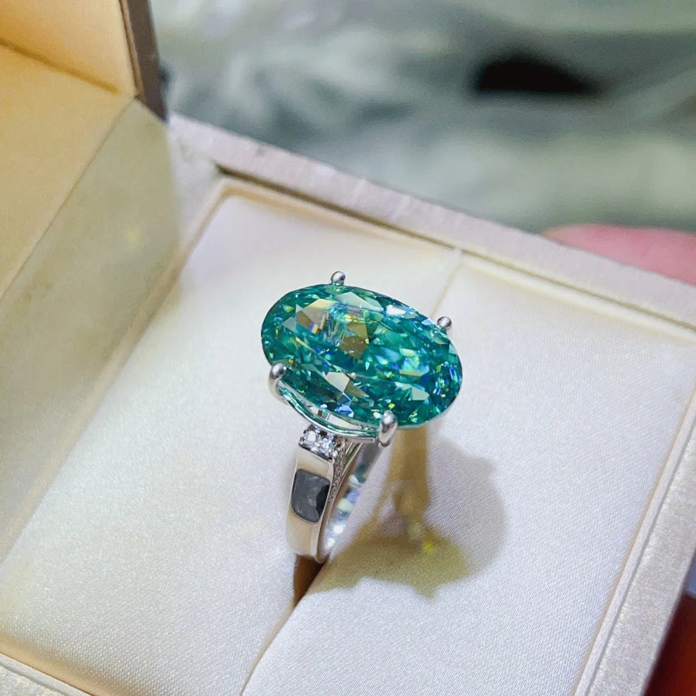 5 Carat Moissanite 925 Sterling Silver Ring - Turquoise