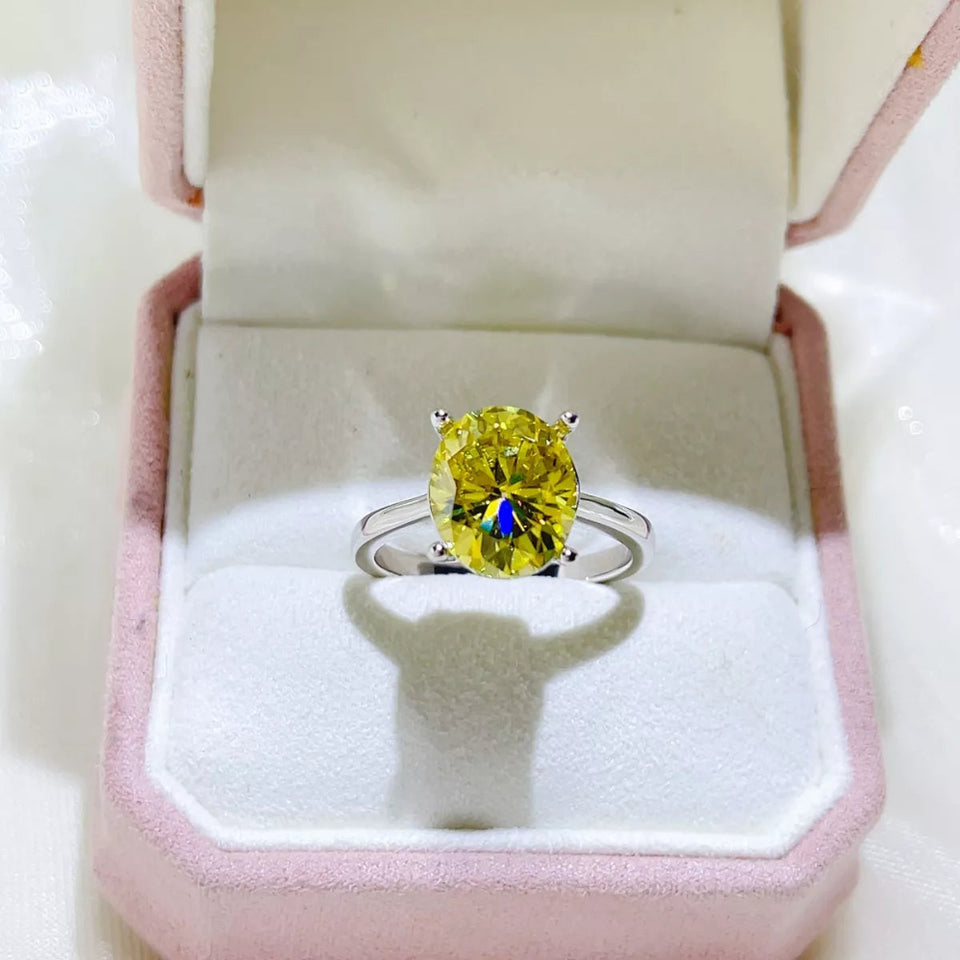 Luxury 5 carat moissanite ring crafted in 925 sterling silver with a brilliant sparkling gemstone.