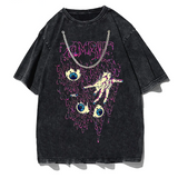 Zombie Horror Gothic Washed Cotton Oversized T-Shirt - long retro