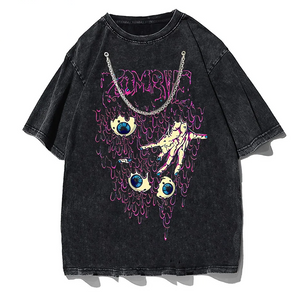 Zombie Horror Gothic Washed Cotton Oversized T-Shirt