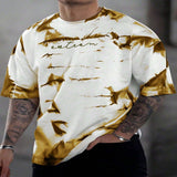 Men's Full Size Tie-Dye Round Neck T-Shirt Plus Size - Dusty Blue