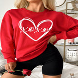 XOXO Valentine's Heart Sketch Printed Pullover Sweatshirt - Scarlet