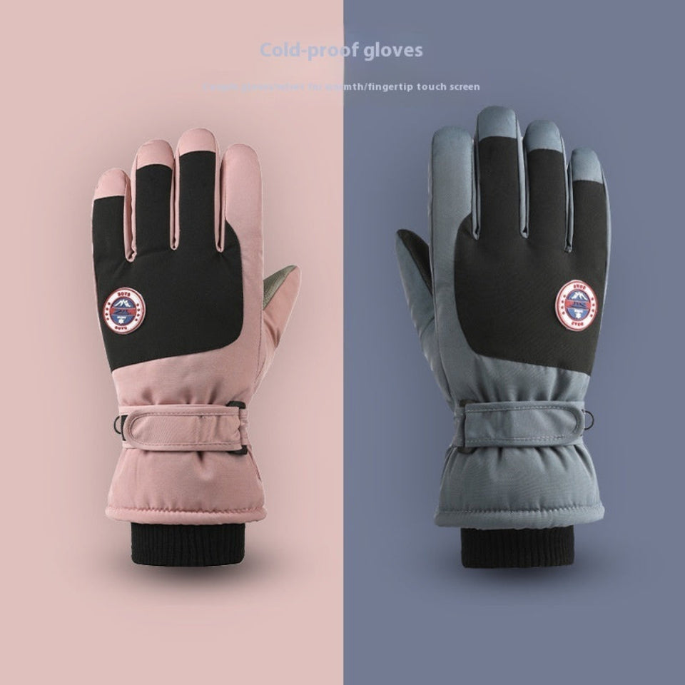 Winter ski windproof touchscreen gloves with warm fleece lining for skiing and cold-weather outdoor activities.