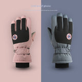 Winter ski windproof touchscreen gloves with warm fleece lining for skiing and cold-weather outdoor activities.
