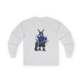Skateboard Bunny Long Sleeve Tee — Blue Rabbit Skate Graphic