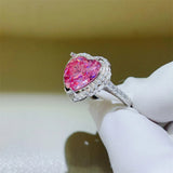 5 carat heart-shaped moissanite ring crafted in 925 sterling silver with a brilliant sparkling gemstone.