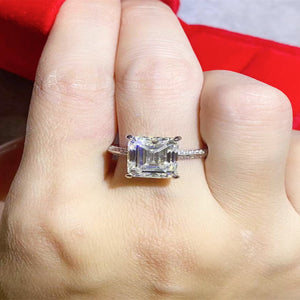 5 carat moissanite platinum-plated ring with a brilliant sparkling gemstone.