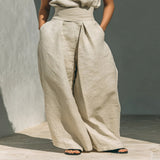 Turtleneck Sleeveless Top and Pants Set - Ivory