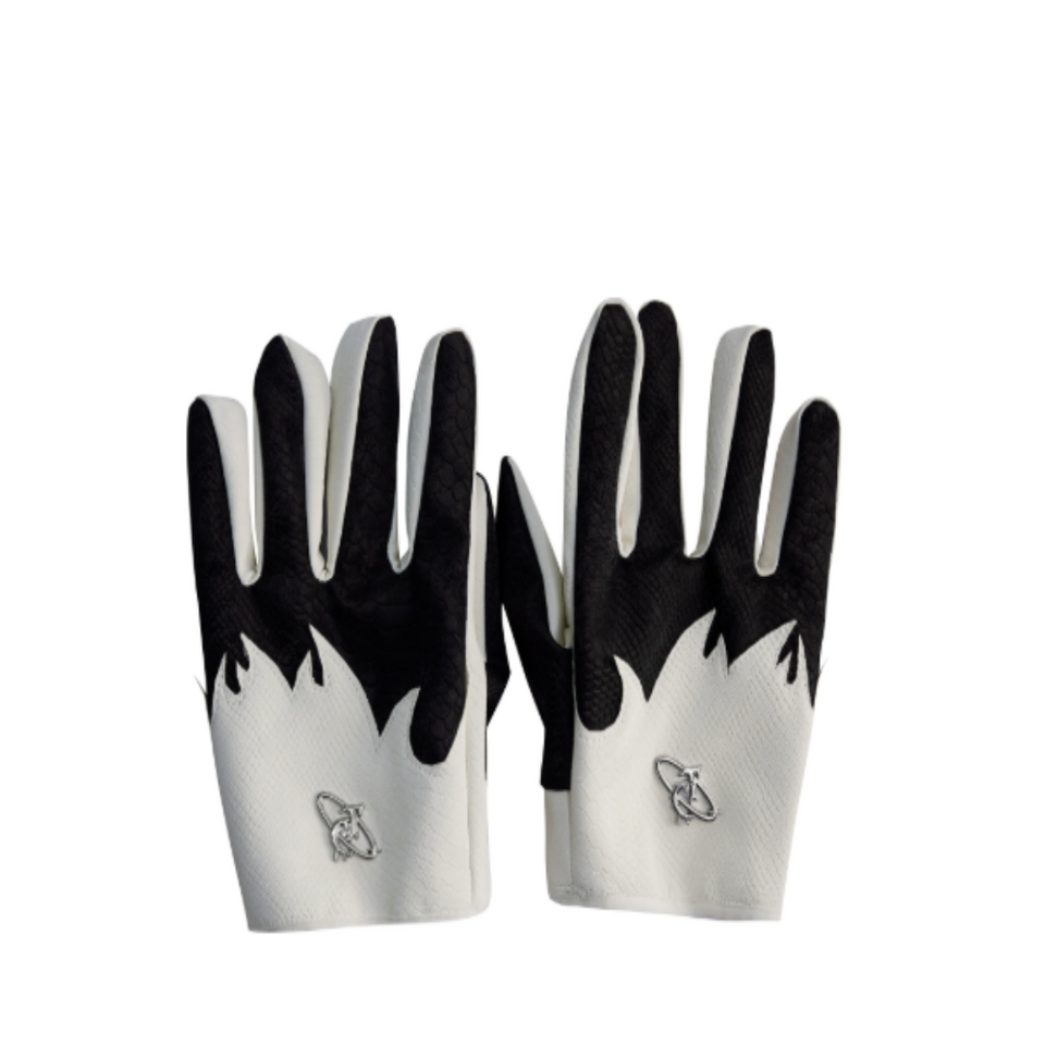 Men's black crocodile-grain sheepskin winter gloves with warm insulated lining for cold weather.