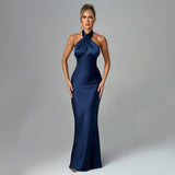 Summer Fashion Elegant Backless Sleeveless Dress - Blue