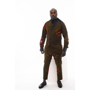African Fashion Ankara Print Shirt, Trouser & Waistcoat Set