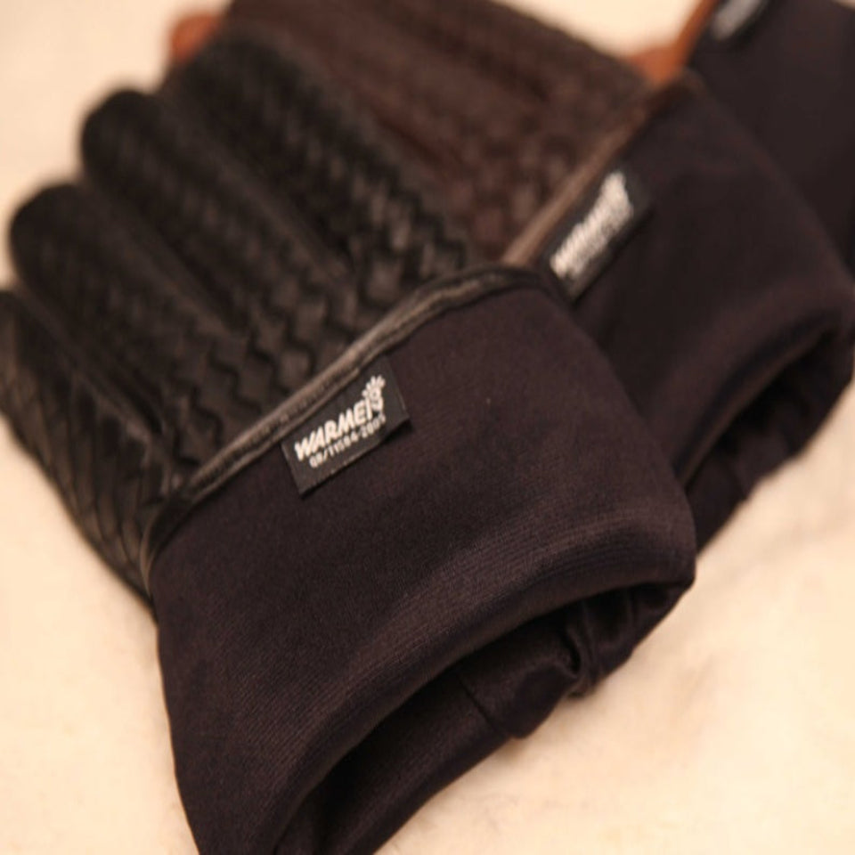 Men's genuine leather winter touchscreen gloves made from premium sheepskin for warmth and everyday cold-weather wear.