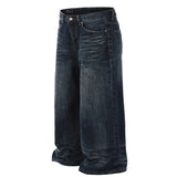 Men's Washed Wide-Leg Jeans - Blue