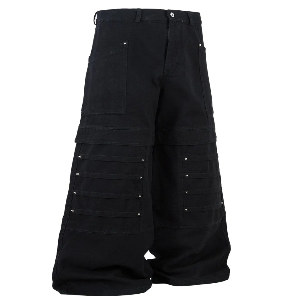 Men's Wide Leg Cargo Jeans - Black