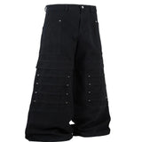 Men's Wide Leg Cargo Jeans - Black