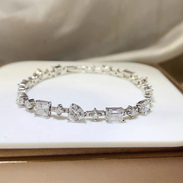 925 Sterling Silver Moissanite Bracelet - Silver
