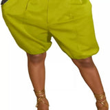 Pleated Detail High Waist Shorts - Black